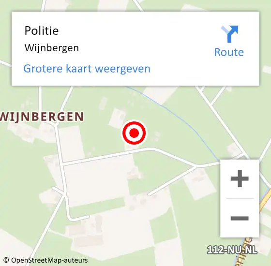 Locatie op kaart van de 112 melding: Politie Wijnbergen op 14 mei 2019 02:59
