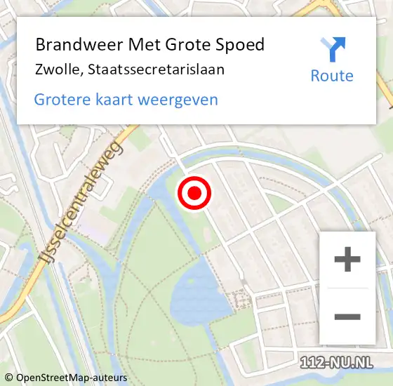 Locatie op kaart van de 112 melding: Brandweer Met Grote Spoed Naar Zwolle, Staatssecretarislaan op 14 mei 2019 03:15