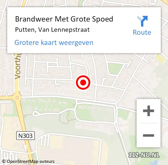 Locatie op kaart van de 112 melding: Brandweer Met Grote Spoed Naar Putten, Van Lennepstraat op 14 mei 2019 07:15