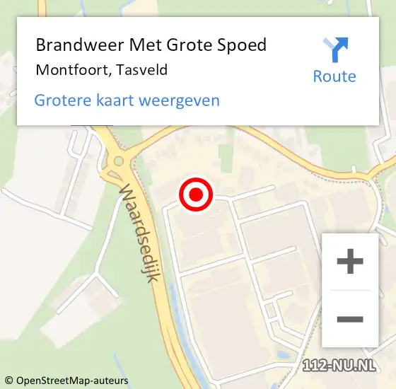 Locatie op kaart van de 112 melding: Brandweer Met Grote Spoed Naar Montfoort, Tasveld op 14 mei 2019 09:55