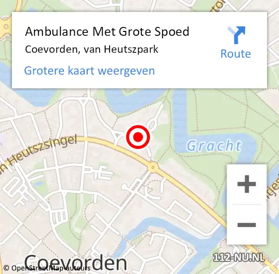 Locatie op kaart van de 112 melding: Ambulance Met Grote Spoed Naar Coevorden, van Heutszpark op 14 mei 2019 10:12