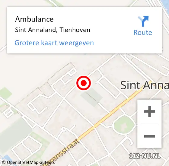 Locatie op kaart van de 112 melding: Ambulance Sint Annaland, Tienhoven op 14 mei 2019 10:16