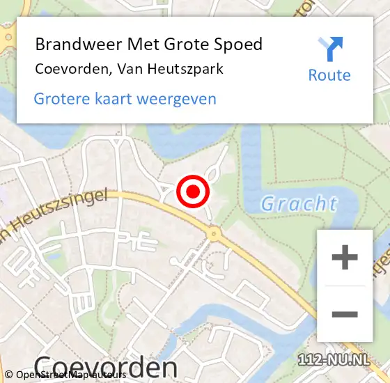 Locatie op kaart van de 112 melding: Brandweer Met Grote Spoed Naar Coevorden, Van Heutszpark op 14 mei 2019 10:38