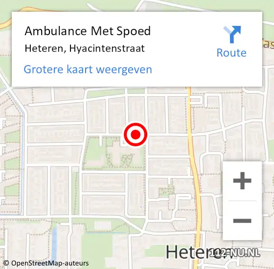 Locatie op kaart van de 112 melding: Ambulance Met Spoed Naar Heteren, Hyacintenstraat op 14 mei 2019 12:42