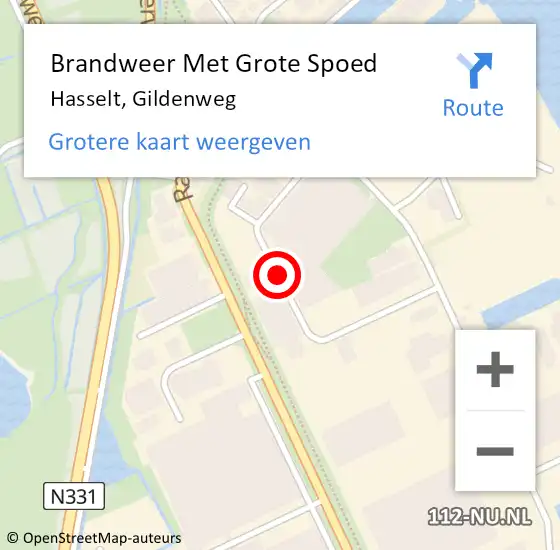 Locatie op kaart van de 112 melding: Brandweer Met Grote Spoed Naar Hasselt, Gildenweg op 14 mei 2019 13:21