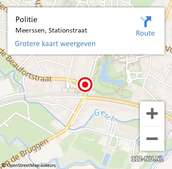 Locatie op kaart van de 112 melding: Politie Meerssen, Stationstraat op 14 mei 2019 13:33