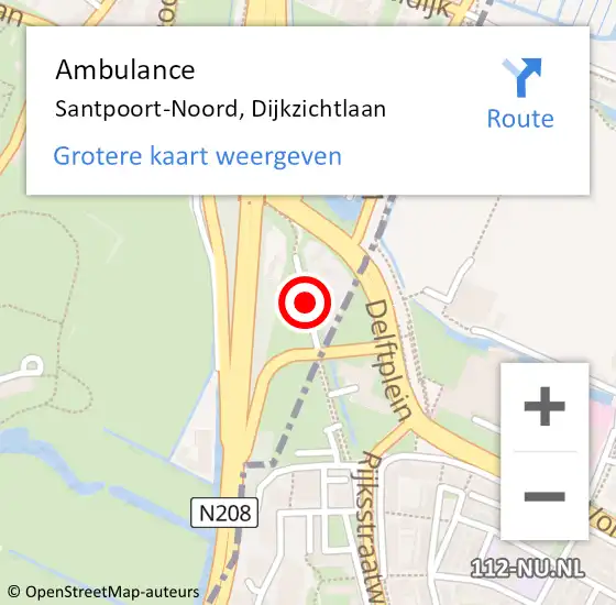 Locatie op kaart van de 112 melding: Ambulance Santpoort-Noord, Dijkzichtlaan op 14 mei 2019 13:35