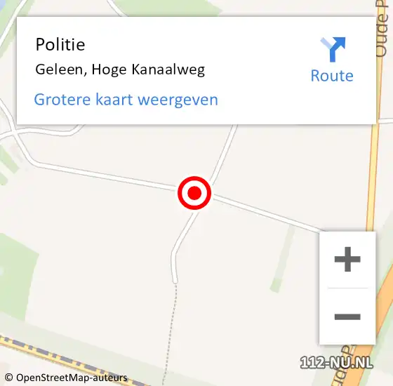 Locatie op kaart van de 112 melding: Politie Geleen, Hoge Kanaalweg op 14 mei 2019 15:00