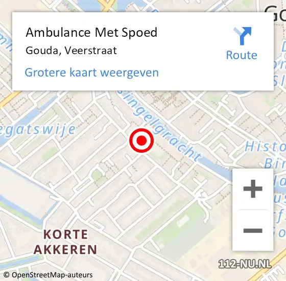 Locatie op kaart van de 112 melding: Ambulance Met Spoed Naar Gouda, Veerstraat op 14 mei 2019 15:38