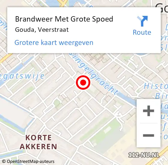 Locatie op kaart van de 112 melding: Brandweer Met Grote Spoed Naar Gouda, Veerstraat op 14 mei 2019 15:43