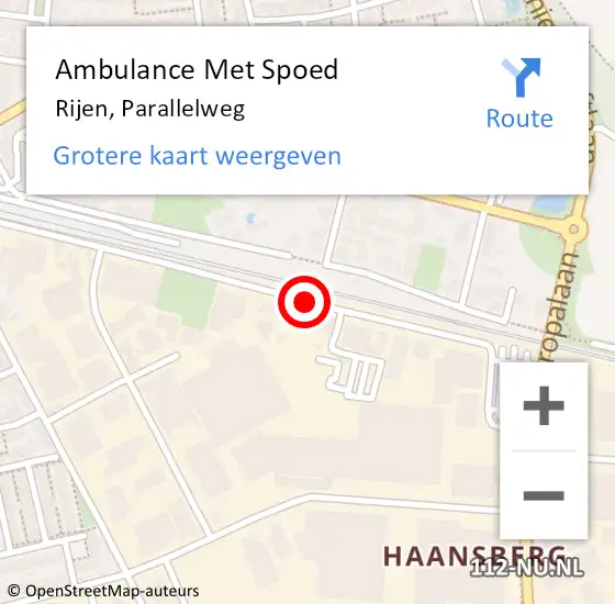 Locatie op kaart van de 112 melding: Ambulance Met Spoed Naar Rijen, Parallelweg op 14 mei 2019 15:57