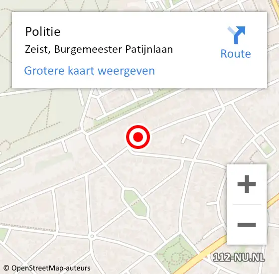 Locatie op kaart van de 112 melding: Politie Zeist, Burgemeester Patijnlaan op 14 mei 2019 16:08