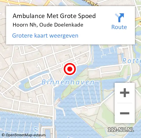 Locatie op kaart van de 112 melding: Ambulance Met Grote Spoed Naar Hoorn Nh, Oude Doelenkade op 14 mei 2019 16:21