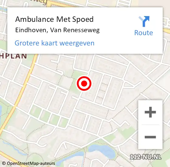 Locatie op kaart van de 112 melding: Ambulance Met Spoed Naar Eindhoven, Van Renesseweg op 14 mei 2019 16:21