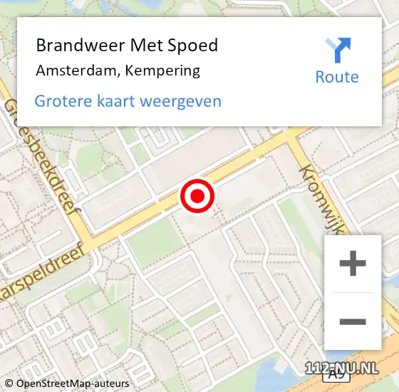 Locatie op kaart van de 112 melding: Brandweer Met Spoed Naar Amsterdam, Kempering op 14 mei 2019 16:37