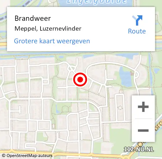 Locatie op kaart van de 112 melding: Brandweer Meppel, Luzernevlinder op 14 mei 2019 16:59