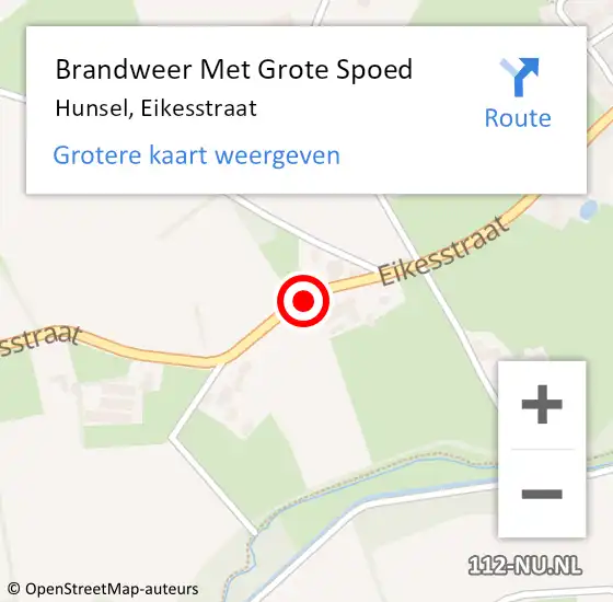 Locatie op kaart van de 112 melding: Brandweer Met Grote Spoed Naar Hunsel, Eikesstraat op 14 mei 2019 17:00