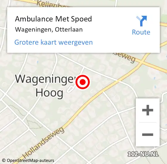 Locatie op kaart van de 112 melding: Ambulance Met Spoed Naar Wageningen, Otterlaan op 1 april 2014 10:58