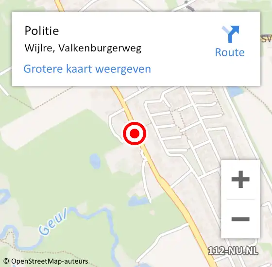 Locatie op kaart van de 112 melding: Politie Wijlre, Valkenburgerweg op 14 mei 2019 18:03