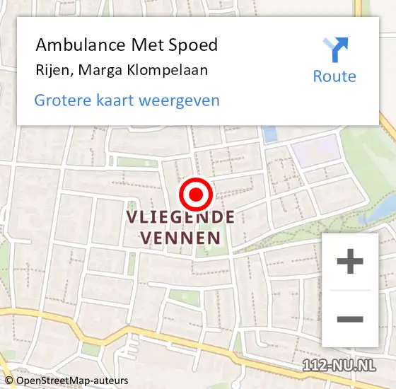 Locatie op kaart van de 112 melding: Ambulance Met Spoed Naar Rijen, Marga Klompelaan op 14 mei 2019 18:17