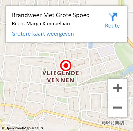 Locatie op kaart van de 112 melding: Brandweer Met Grote Spoed Naar Rijen, Marga Klompelaan op 14 mei 2019 18:18