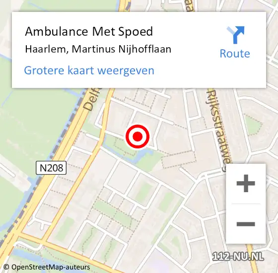 Locatie op kaart van de 112 melding: Ambulance Met Spoed Naar Haarlem, Martinus Nijhofflaan op 14 mei 2019 18:25