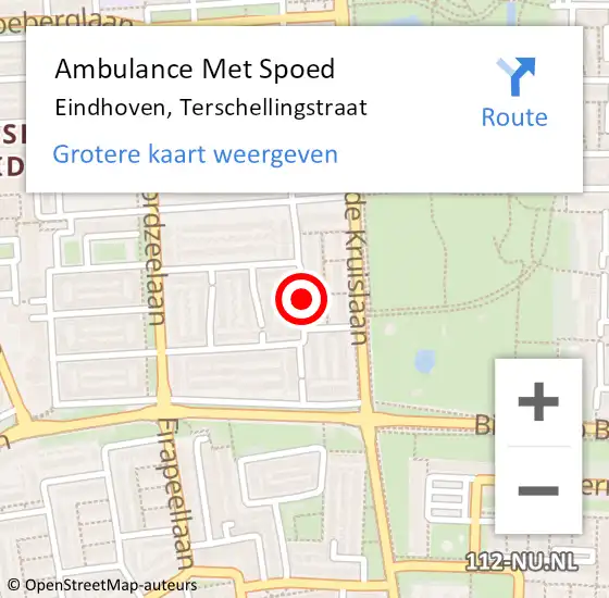 Locatie op kaart van de 112 melding: Ambulance Met Spoed Naar Eindhoven, Terschellingstraat op 14 mei 2019 18:30