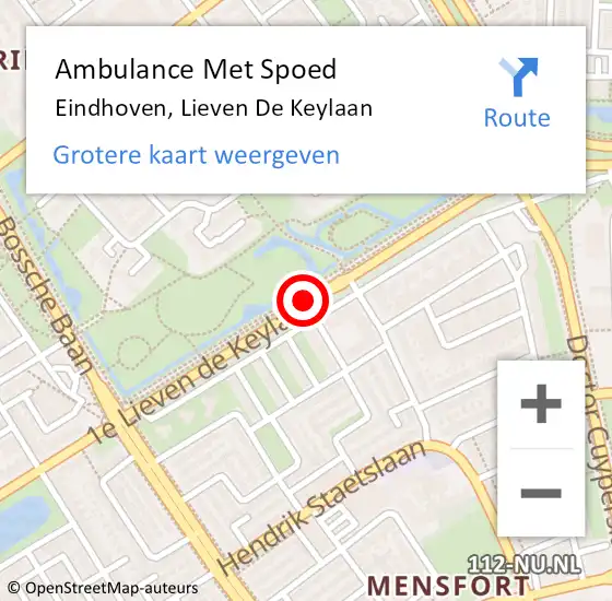 Locatie op kaart van de 112 melding: Ambulance Met Spoed Naar Eindhoven, Lieven De Keylaan op 14 mei 2019 19:01