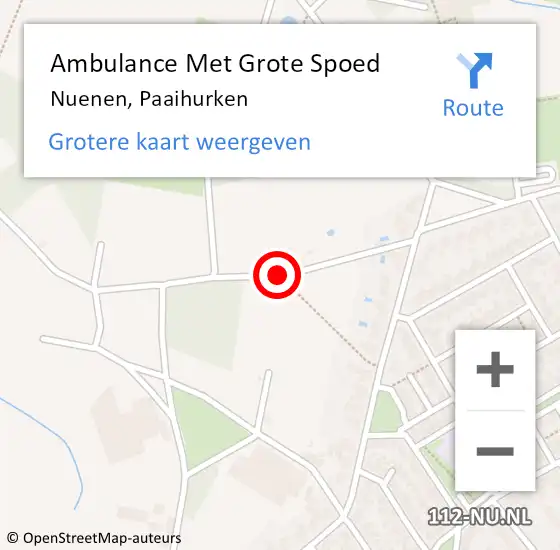 Locatie op kaart van de 112 melding: Ambulance Met Grote Spoed Naar Nuenen, Paaihurken op 14 mei 2019 19:10