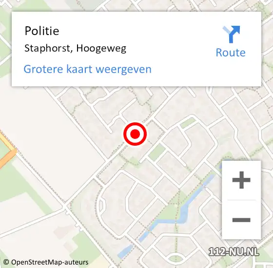 Locatie op kaart van de 112 melding: Politie Staphorst, Hoogeweg op 14 mei 2019 19:48