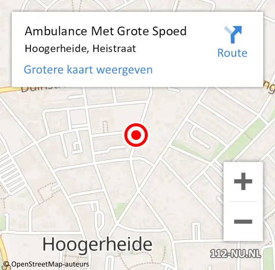Locatie op kaart van de 112 melding: Ambulance Met Grote Spoed Naar Hoogerheide, Heistraat op 14 mei 2019 20:57