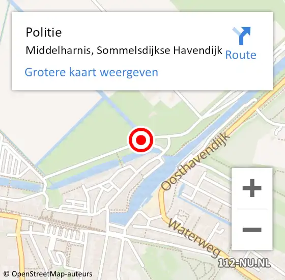 Locatie op kaart van de 112 melding: Politie Middelharnis, Sommelsdijkse Havendijk op 1 april 2014 11:11