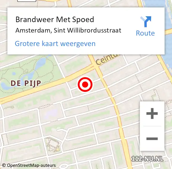 Locatie op kaart van de 112 melding: Brandweer Met Spoed Naar Amsterdam, Sint Willibrordusstraat op 14 mei 2019 21:29