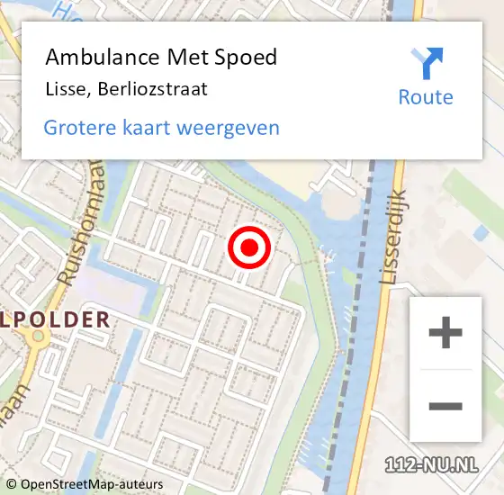 Locatie op kaart van de 112 melding: Ambulance Met Spoed Naar Lisse, Berliozstraat op 14 mei 2019 21:41
