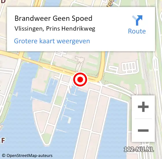 Locatie op kaart van de 112 melding: Brandweer Geen Spoed Naar Vlissingen, Prins Hendrikweg op 14 mei 2019 22:26