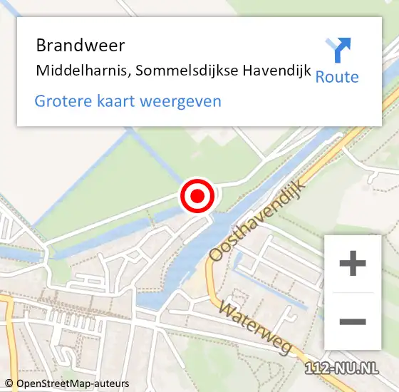 Locatie op kaart van de 112 melding: Brandweer Middelharnis, Sommelsdijkse Havendijk op 1 april 2014 11:16