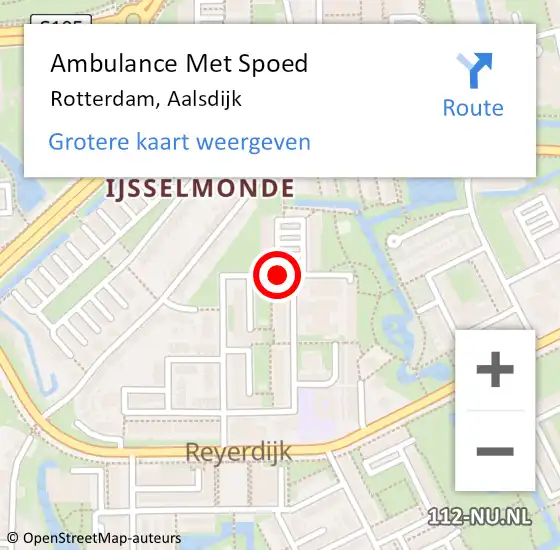 Locatie op kaart van de 112 melding: Ambulance Met Spoed Naar Rotterdam, Aalsdijk op 14 mei 2019 23:07