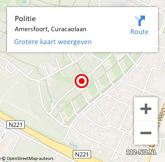 Locatie op kaart van de 112 melding: Politie Amersfoort, Curacaolaan op 15 mei 2019 06:40