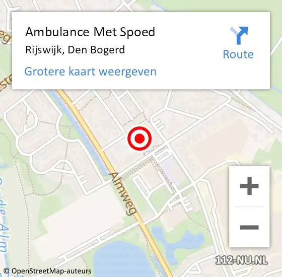 Locatie op kaart van de 112 melding: Ambulance Met Spoed Naar Rijswijk, Den Bogerd op 15 mei 2019 06:43