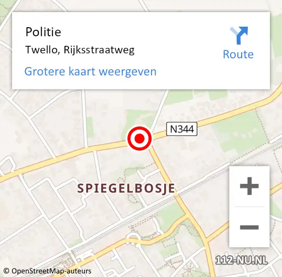 Locatie op kaart van de 112 melding: Politie Twello, Rijksstraatweg op 15 mei 2019 07:18