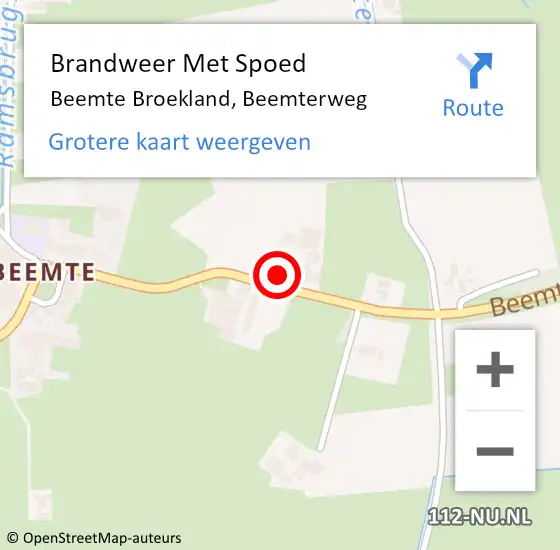 Locatie op kaart van de 112 melding: Brandweer Met Spoed Naar Beemte Broekland, Beemterweg op 1 april 2014 11:35