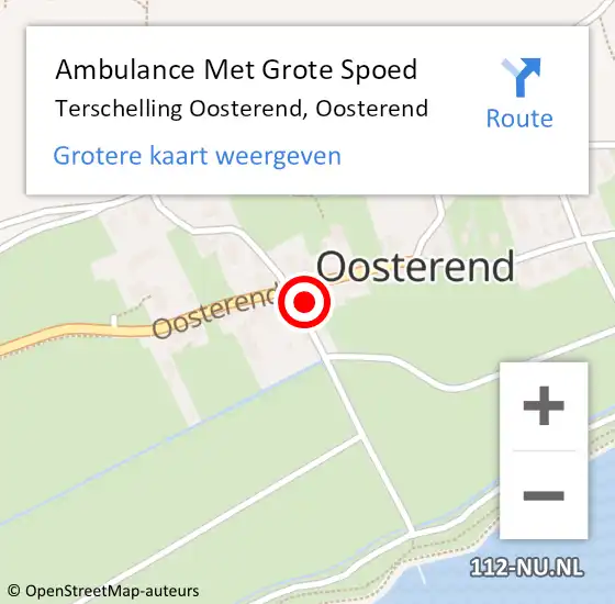 Locatie op kaart van de 112 melding: Ambulance Met Grote Spoed Naar Terschelling Oosterend, Oosterend op 1 april 2014 11:41