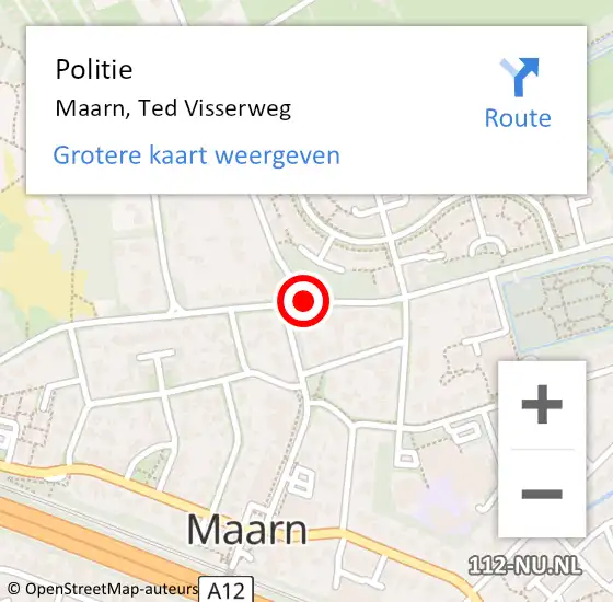 Locatie op kaart van de 112 melding: Politie Maarn, Ted Visserweg op 15 mei 2019 09:33
