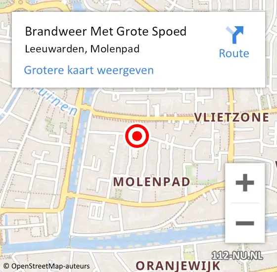 Locatie op kaart van de 112 melding: Brandweer Met Grote Spoed Naar Leeuwarden, Molenpad op 15 mei 2019 09:36