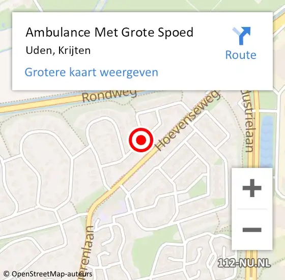 Locatie op kaart van de 112 melding: Ambulance Met Grote Spoed Naar Uden, Krijten op 15 mei 2019 10:33