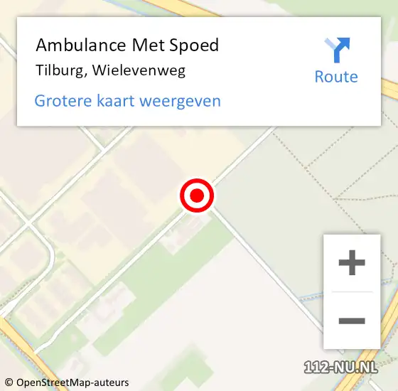 Locatie op kaart van de 112 melding: Ambulance Met Spoed Naar Tilburg, Wielevenweg op 15 mei 2019 11:08
