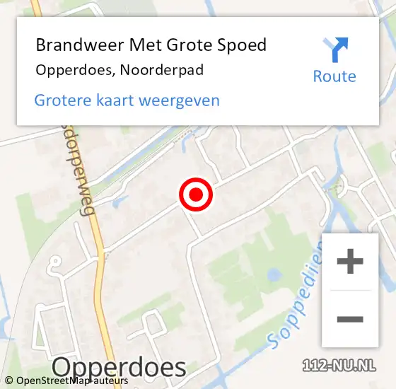 Locatie op kaart van de 112 melding: Brandweer Met Grote Spoed Naar Opperdoes, Noorderpad op 15 mei 2019 11:49