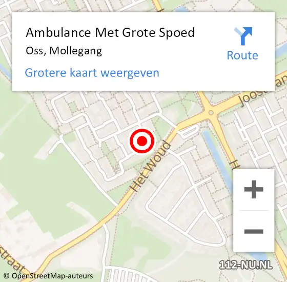 Locatie op kaart van de 112 melding: Ambulance Met Grote Spoed Naar Oss, Mollegang op 15 mei 2019 13:36