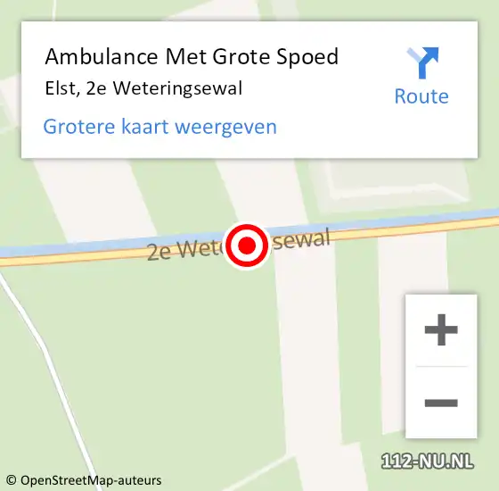 Locatie op kaart van de 112 melding: Ambulance Met Grote Spoed Naar Elst, 2e Weteringsewal op 15 mei 2019 13:49