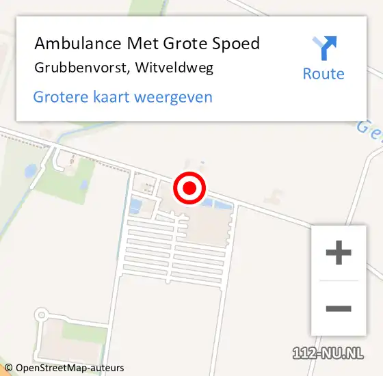 Locatie op kaart van de 112 melding: Ambulance Met Grote Spoed Naar Grubbenvorst, Witveldweg op 15 mei 2019 14:31